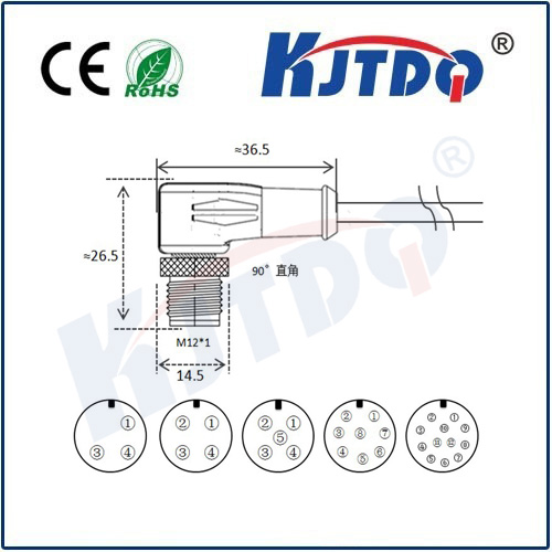 M12連接器 A型-澆鑄電纜系列 彎頭